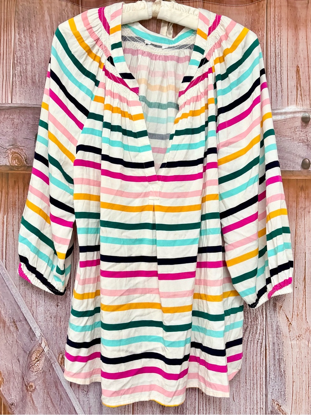 crown & ivy Multi-Color Striped V-Neck Tunic